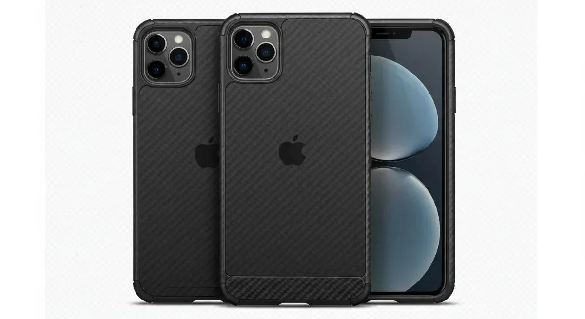 wo black carbon fiber phone cases for iPhone with camera cutouts