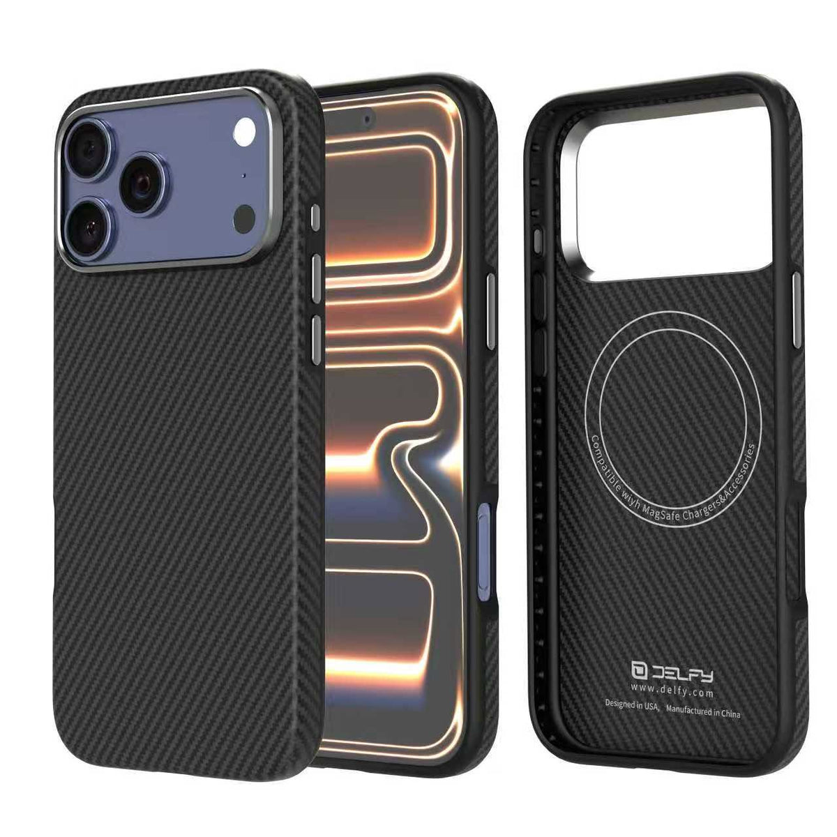 Delfy Protective Case – Real Aramid Carbon Fiber for iPhone 17 Pro