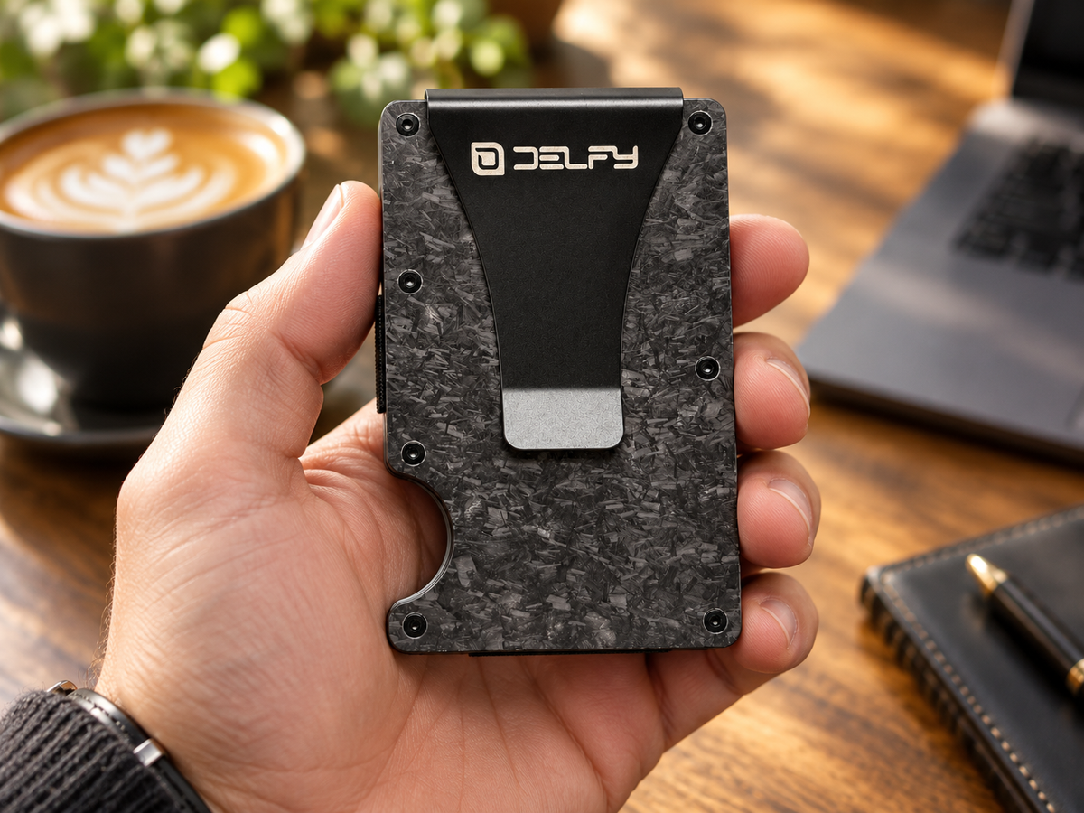 Delfy Real Aramid Carbon Fiber Wallet – Slim Money Clip Card Holder