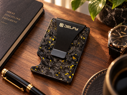 Delfy Real Aramid Carbon Fiber Wallet – Slim Money Clip Card Holder