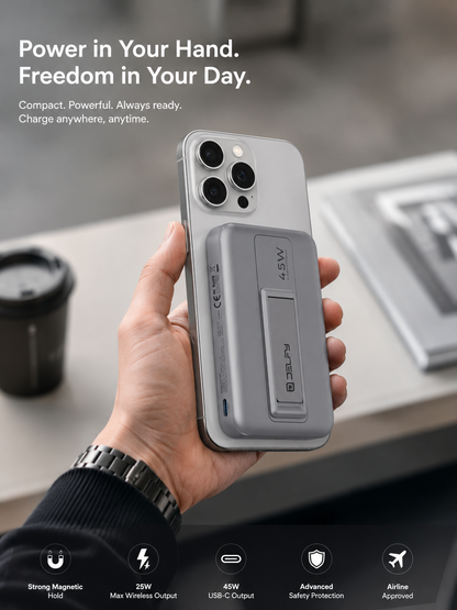 Delfy Dynami Power Bank 10000mAh 25W Qi2.2 Certified Wireless Charge