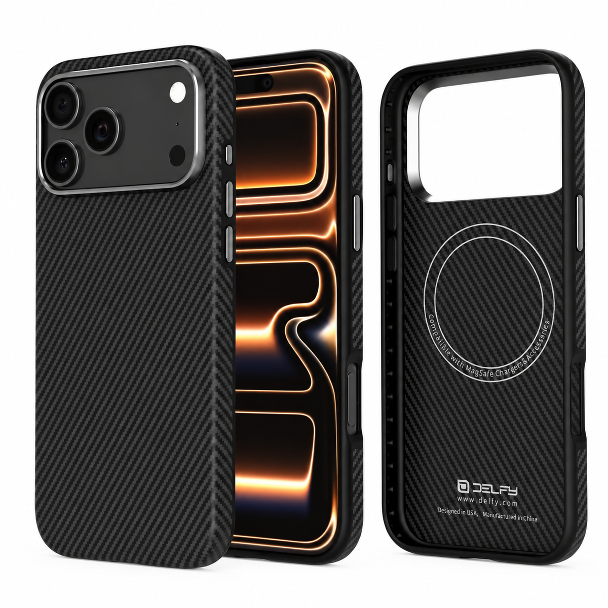 Delfy Protective Case – Real Aramid Carbon Fiber for iPhone 18 Pro Max